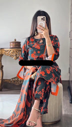 DIGITAL PRINTED SWISS LAWN 3pcs (GREEN&ORANGE)