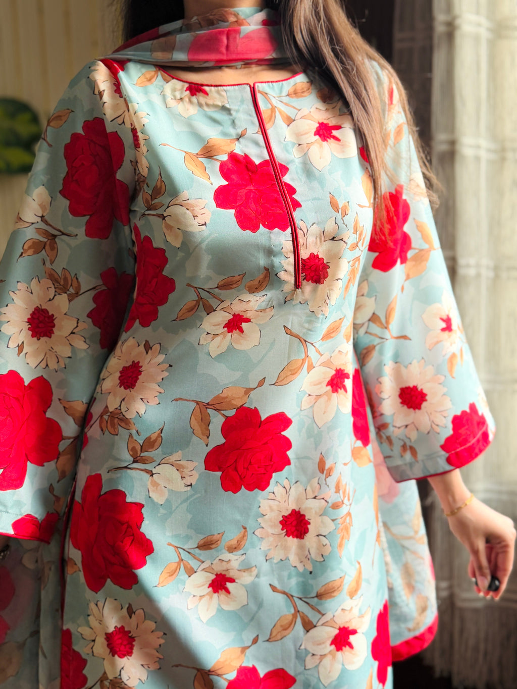 DIGITAL PRINTED SWISS LAWN 3pcs (RED FLORAL)