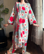 DIGITAL PRINTED SWISS LAWN 3pcs (RED FLORAL)
