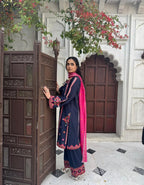 DHANI Premium 3-Piece Embroidered Cotton Suit