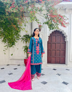 DHANI Premium 3-Piece Embroidered Cotton Suit