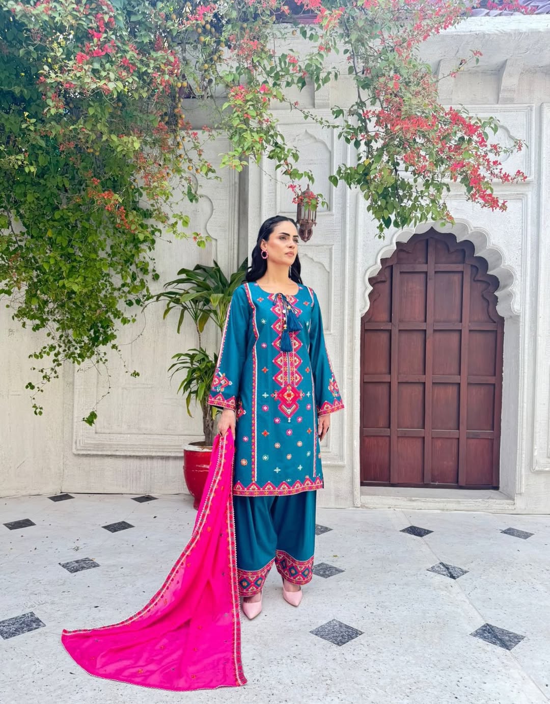DHANI Premium 3-Piece Embroidered Cotton Suit