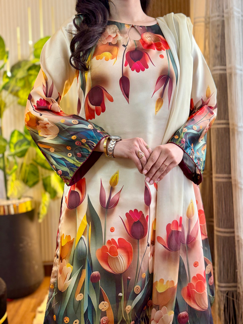 Digital Print Silk 3pcs (3D FLOWERS)