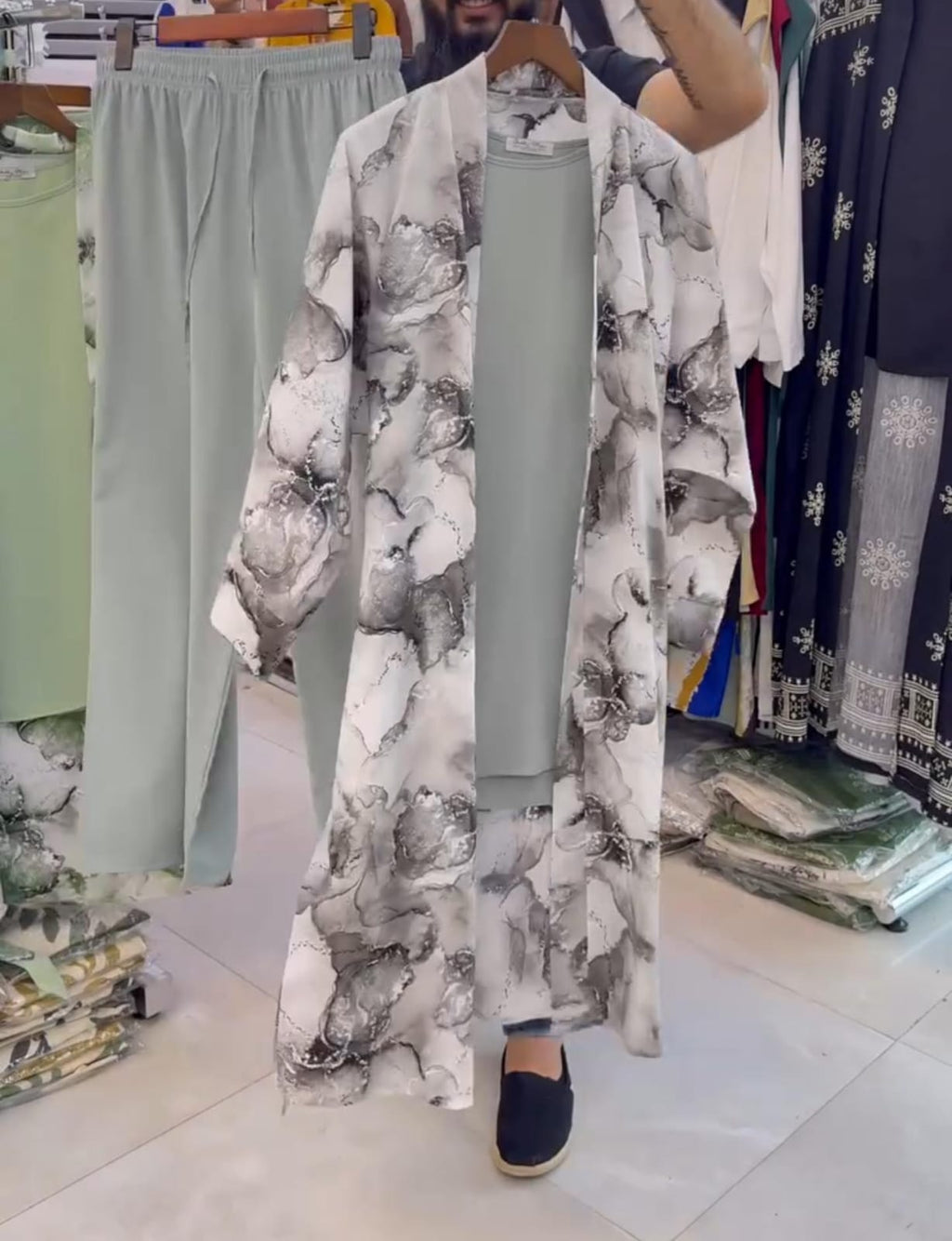 Trendy Long Shrug + Inner + Plazo Set 💖