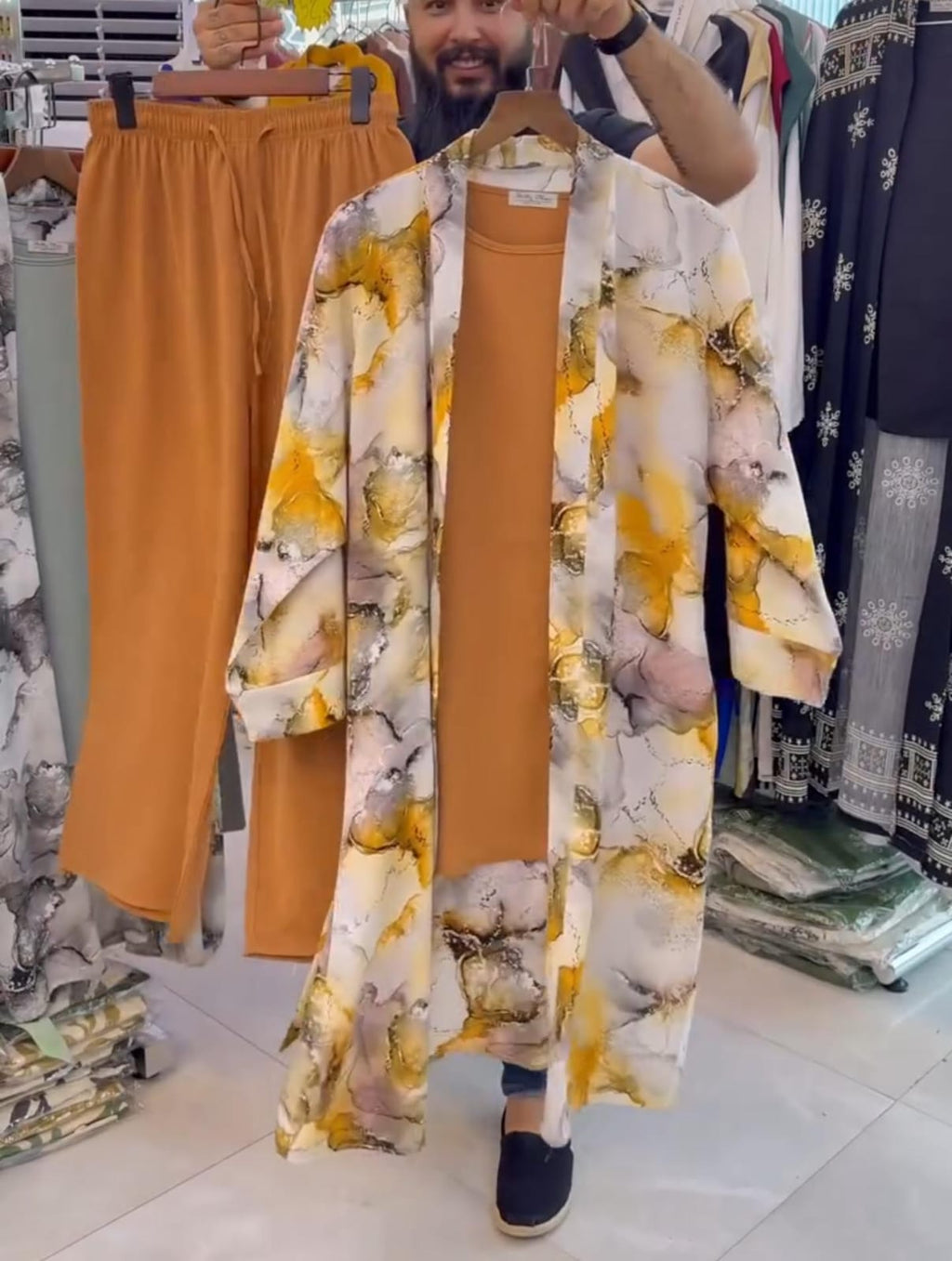 Trendy Long Shrug + Inner + Plazo Set 💖