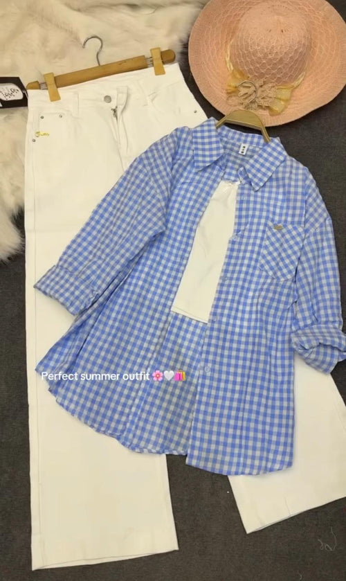 Checked Shirt with Inner & Pants Set
