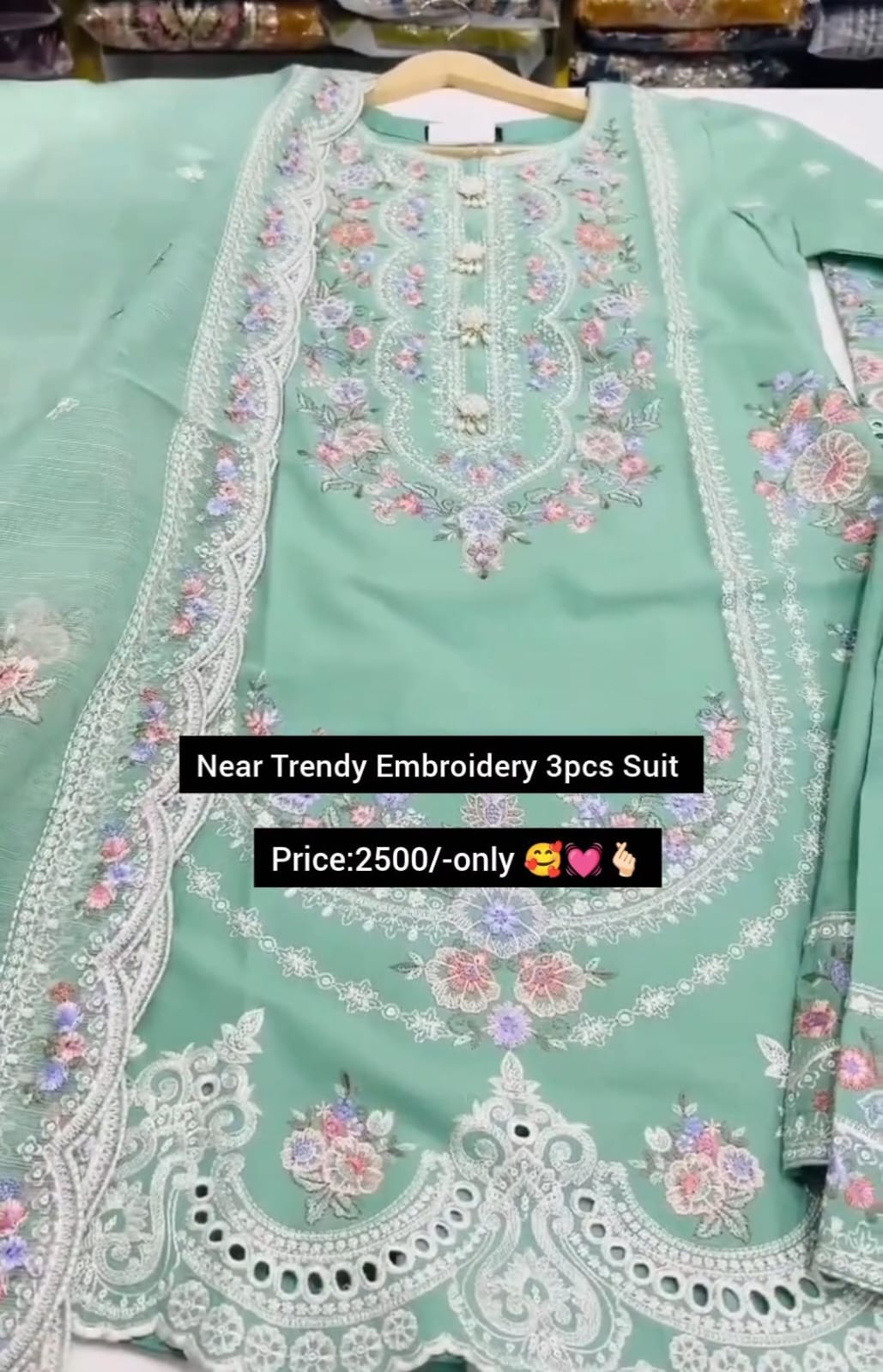 Women Trendy Embroidery Suit – 3 Pcs Set