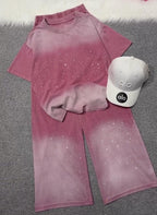 Women's Summer Cord Set with Rhine stone