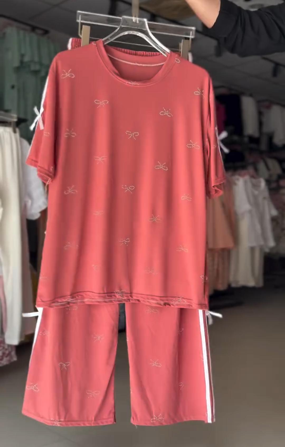 Women Bow Print T-Shirt With Plazo Set – Summer Collection