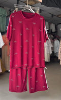 Women Bow Print T-Shirt With Plazo Set – Summer Collection