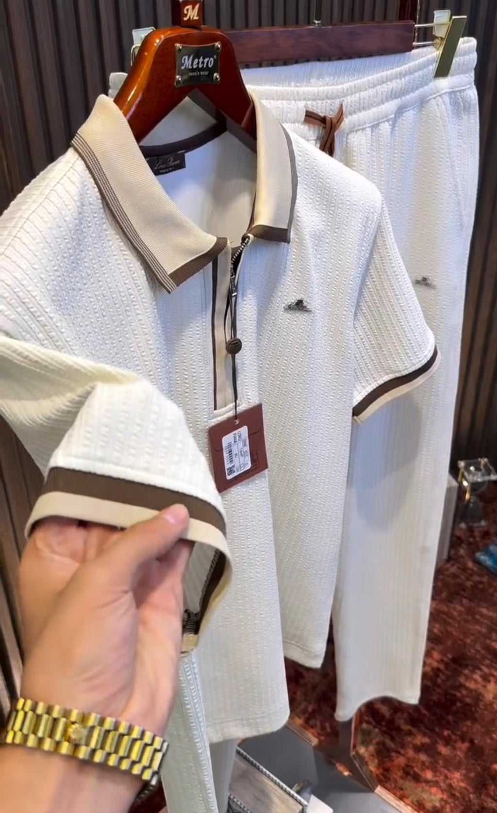 Men's Textured Polo Co-Ord Set