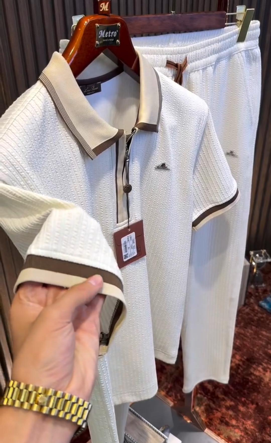 Men's Textured Polo Co-Ord Set