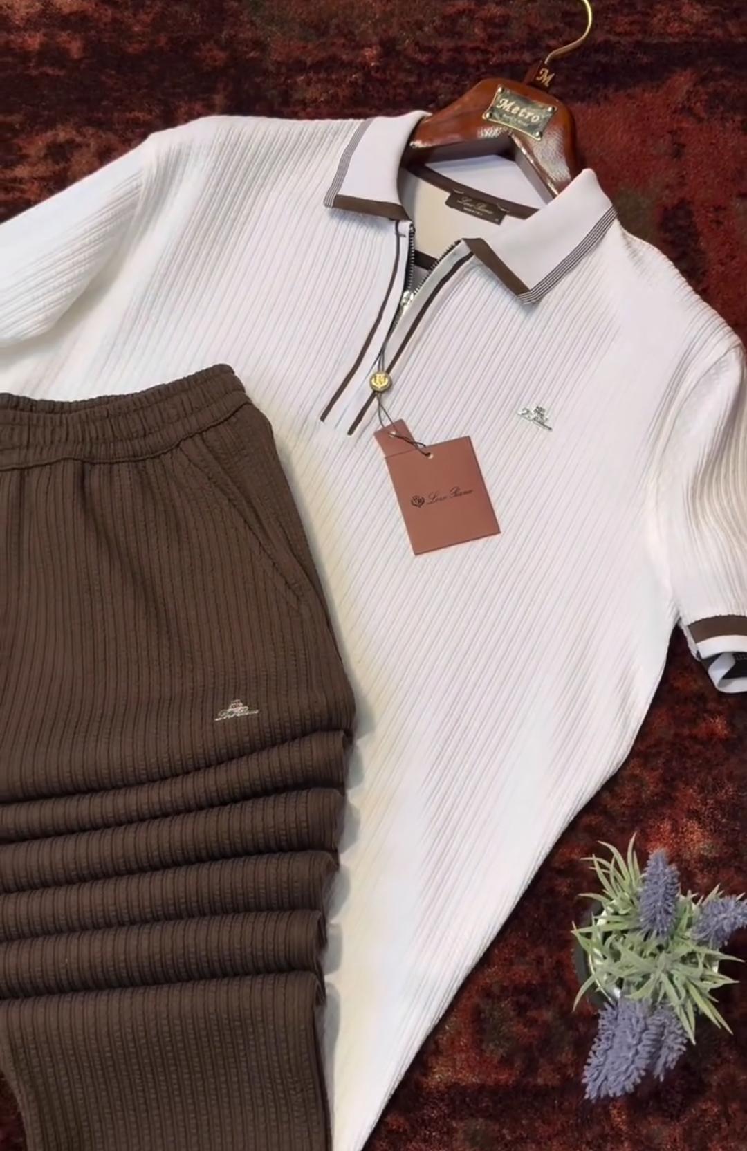 Men's Textured Polo Co-Ord Set