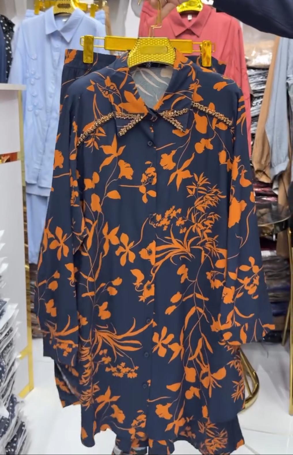 Printed Long Shirt With Plazo for Women