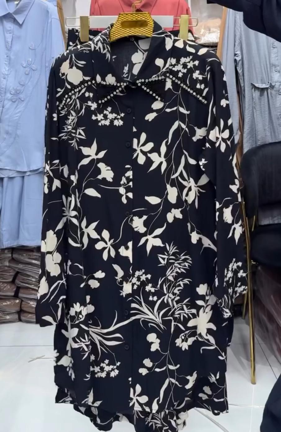 Printed Long Shirt With Plazo for Women